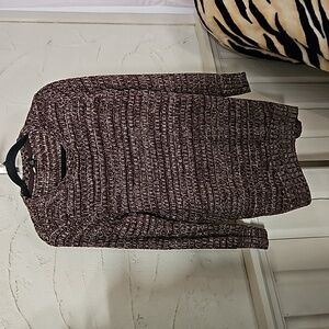 Roots maroon cream fleck unit long tunic sweater top in size small oversized